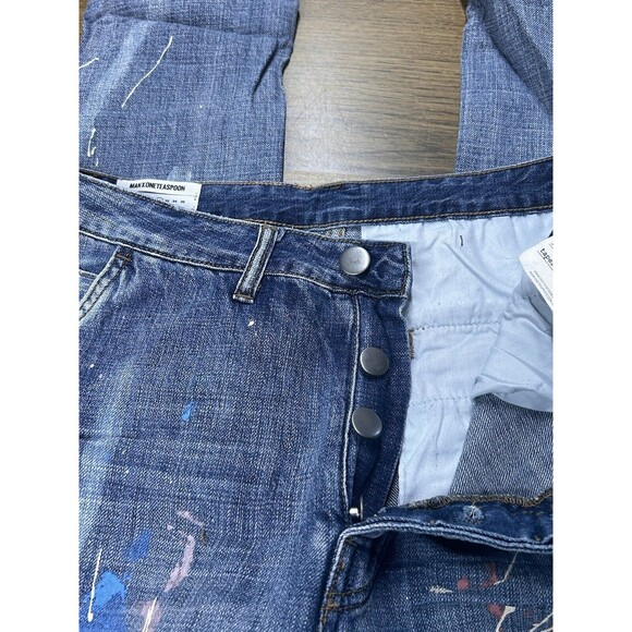 NWT Man X One Teaspoon 32R Mr Browns Blue Suede Paint Splatter Distressed Jeans - Picture 6 of 10